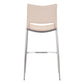 Set of Two 29" Light Pink And Silver Faux Leather And Steel Low Back Bar Height Bar Chairs