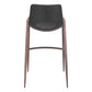 Set of Two 29 " Black And Brown Steel Low Back Bar Height Bar Chairs