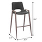 Set of Two 29 " Black And Brown Steel Low Back Bar Height Bar Chairs
