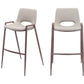 Set of Two 29 " Beige And Brown Steel Low Back Bar Height Bar Chairs