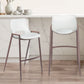 Set of Two 29" White And Brown Steel Low Back Bar Height Bar Chairs