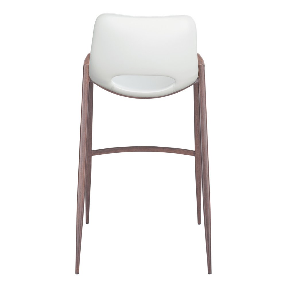 Set of Two 29" White And Brown Steel Low Back Bar Height Bar Chairs