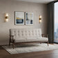 69" Beige Polyester Sofa With Brown Legs