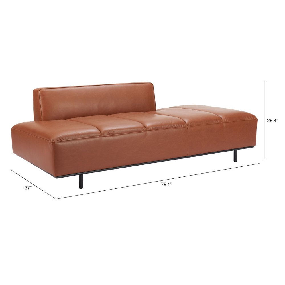79" Brown Faux Leather Sofa With Black Legs