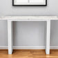 47" White and Silver Faux Marble Sled Console Table