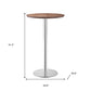 26" Brown and Silver Rounded Stainless Steel Bar Table