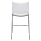 Set of Two 25" White And Silver Steel Low Back Counter Height Bar Chairs