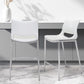Set of Two 25" White And Silver Steel Low Back Counter Height Bar Chairs