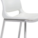 Set of Two 25" White And Silver Steel Low Back Counter Height Bar Chairs