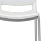 Set of Two 25" White And Silver Steel Low Back Counter Height Bar Chairs