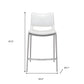 Set of Two 25" White And Silver Steel Low Back Counter Height Bar Chairs