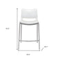 Set of Two 25" White And Silver Steel Low Back Counter Height Bar Chairs