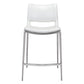 Set of Two 25" White And Silver Steel Low Back Counter Height Bar Chairs
