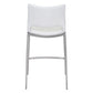 Set of Two 25" White And Silver Steel Low Back Counter Height Bar Chairs