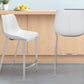 Set of Two 26" White And Silver Steel Low Back Counter Height Bar Chairs
