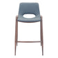Set of Two 26" Gray And Brown Faux Leather And Steel Low Back Counter Height Bar Chairs