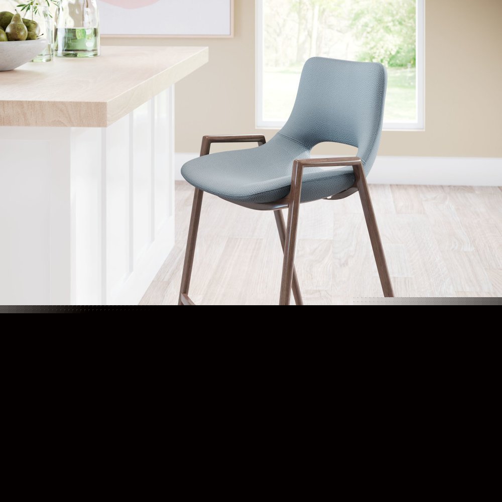 Set of Two 26" Gray And Brown Steel Low Back Counter Height Bar Chairs