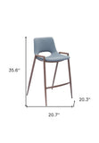 Set of Two 26" Gray And Brown Faux Leather And Steel Low Back Counter Height Bar Chairs