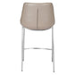 Set of Two 26" Gray And Silver Steel Low Back Counter Height Bar Chairs