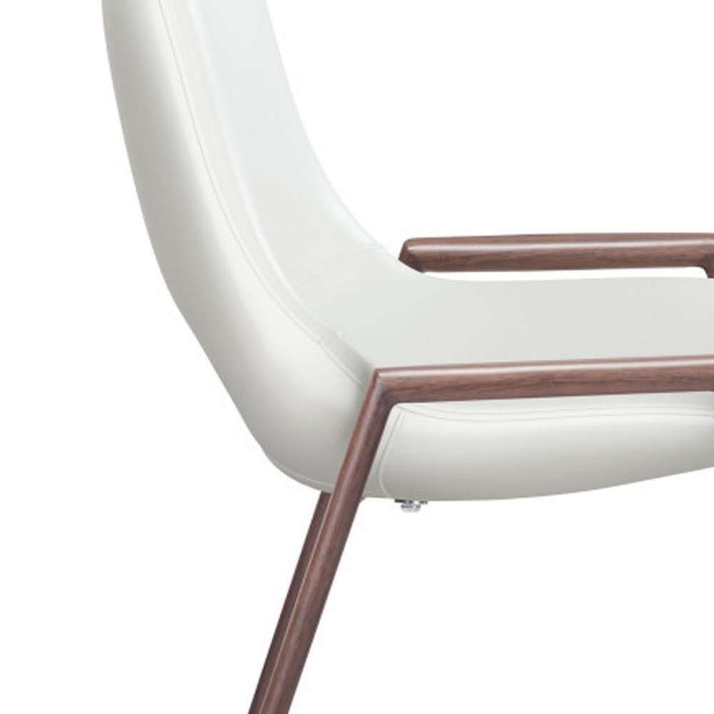 Set of Two 26" White And Brown Steel Low Back Counter Height Bar Chairs