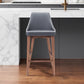 26" Gray And Brown Solid Wood Low Back Counter Height Bar Chair