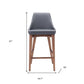 26" Gray And Brown Solid Wood Low Back Counter Height Bar Chair