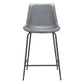 26" Gray And Black Steel Low Back Counter Height Bar Chair