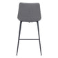 26" Gray And Black Steel Low Back Counter Height Bar Chair