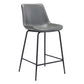 26" Gray And Black Steel Low Back Counter Height Bar Chair