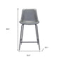 26" Gray And Black Steel Low Back Counter Height Bar Chair