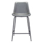 26" Gray And Black Steel Low Back Counter Height Bar Chair