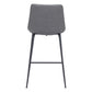26" Gray And Black Steel Low Back Counter Height Bar Chair