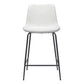 26" White And Black Steel Low Back Counter Height Bar Chair