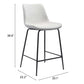 26" White And Black Steel Low Back Counter Height Bar Chair