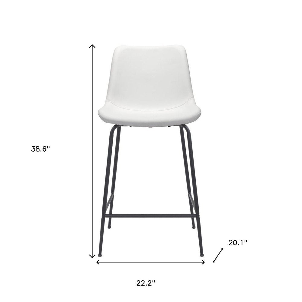 26" White And Black Steel Low Back Counter Height Bar Chair