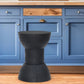 19" Black Solid Wood Backless Bar Chair