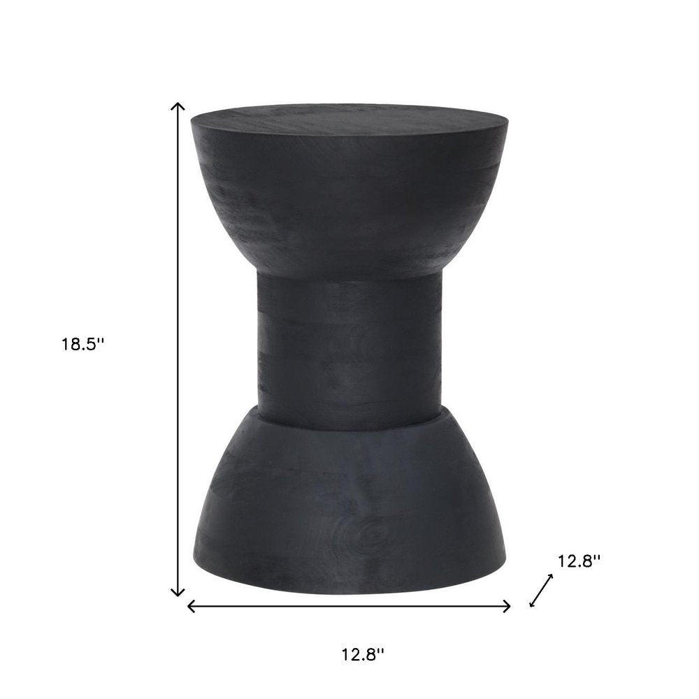 19" Black Solid Wood Backless Bar Chair