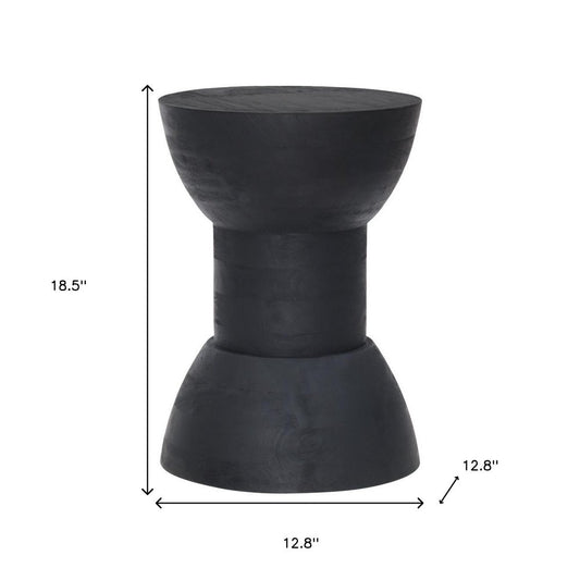 19" Black Solid Wood Backless Bar Chair