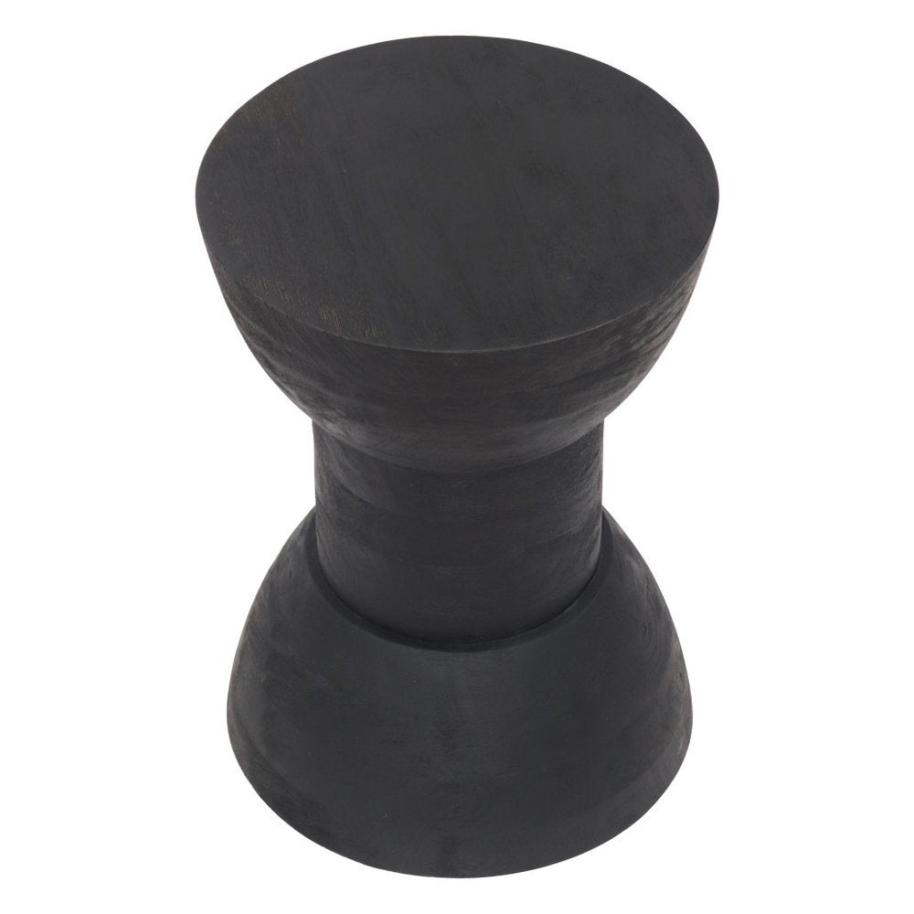 19" Black Solid Wood Backless Bar Chair