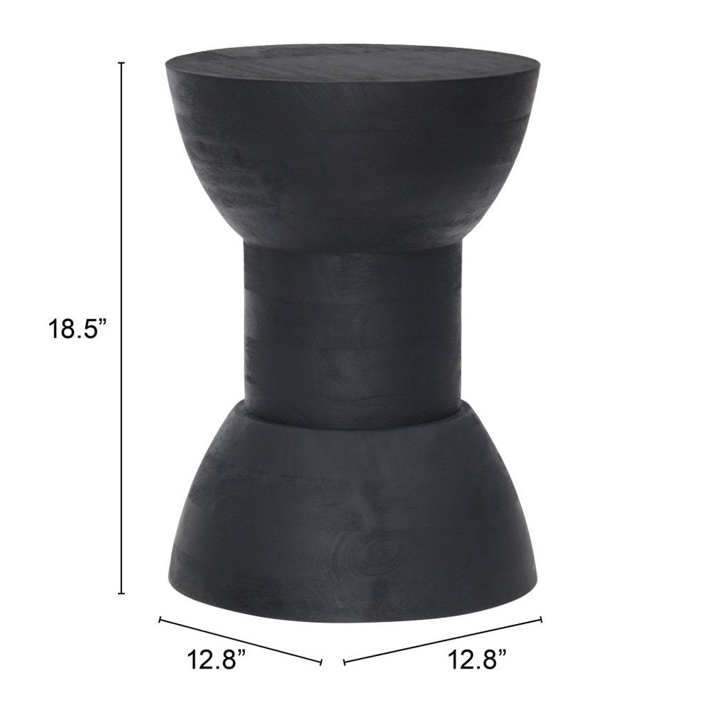 19" Black Solid Wood Backless Bar Chair