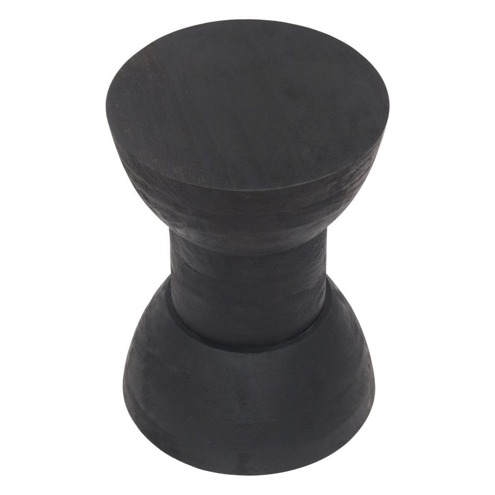 19" Black Solid Wood Backless Bar Chair
