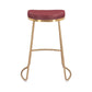 Set of Two 26" Red And Gold Stainless Steel Backless Counter Height Bar Chairs