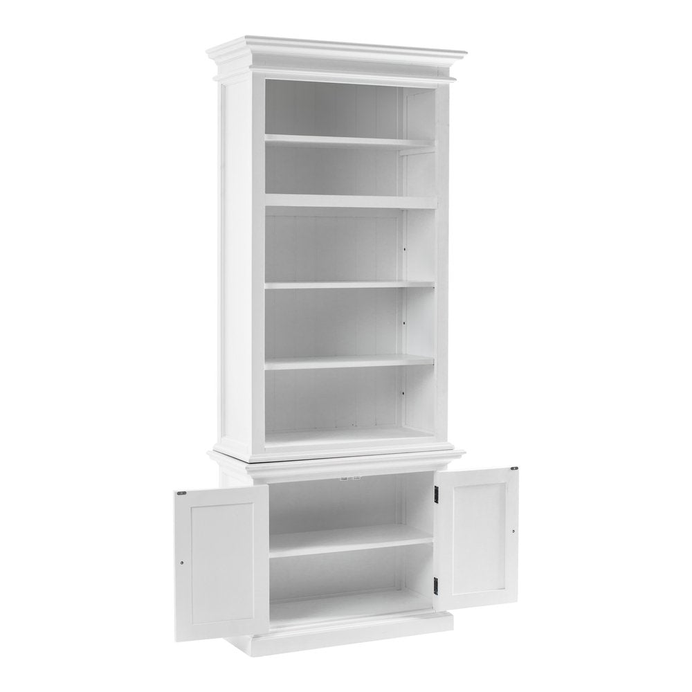 White Solid Wood Adjustable Four Tier Bookcase