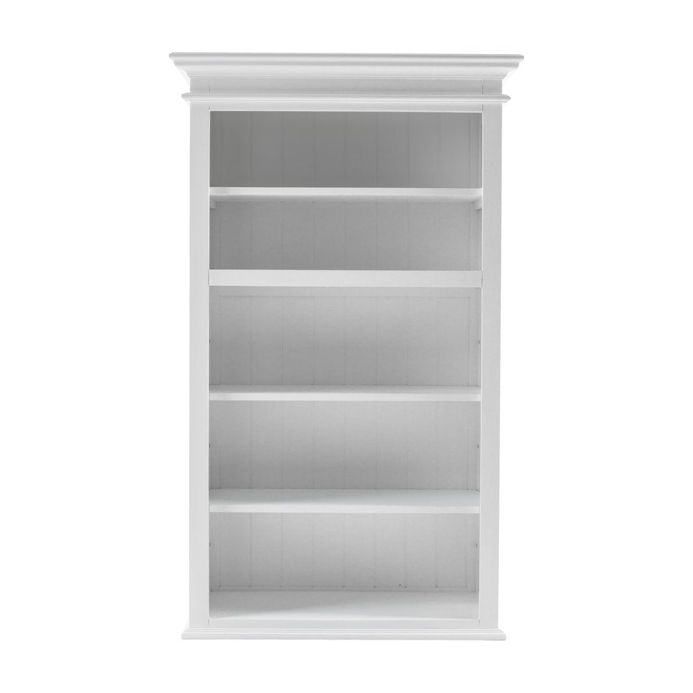 White Solid Wood Adjustable Four Tier Bookcase