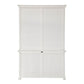 87" White Wood Sideboard with Hutch and Two Drawers