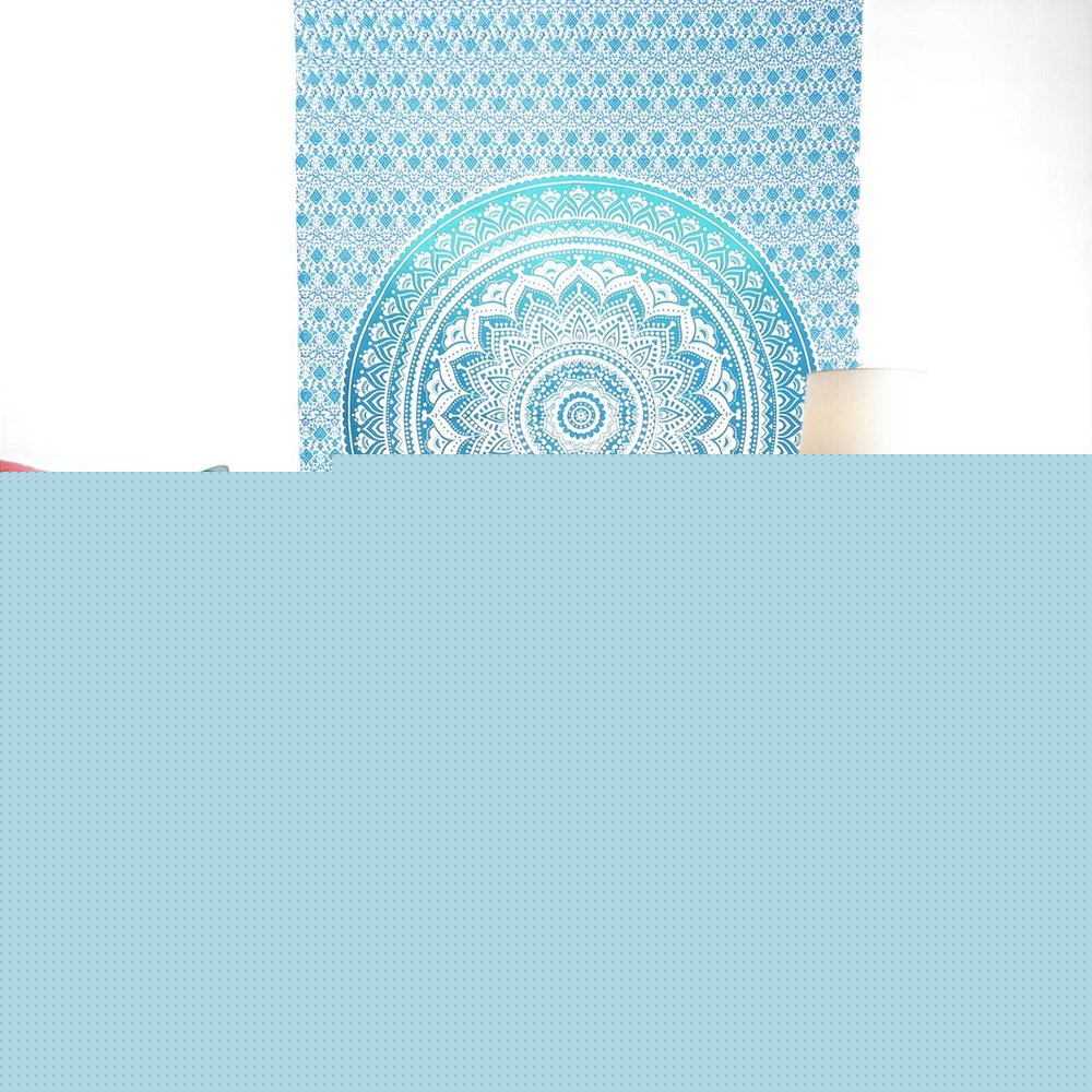80" X 56" Blue And White Mandala Cotton Hanging Tapestry