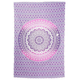 80" X 56" Purple And White Mandala Cotton Hanging Tapestry