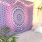 80" X 56" Purple And White Mandala Cotton Hanging Tapestry