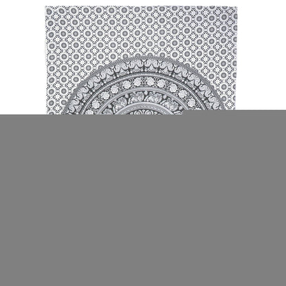 80" X 56" Black And White Mandala Cotton Hanging Tapestry
