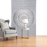 80" X 56" Black And White Mandala Cotton Hanging Tapestry